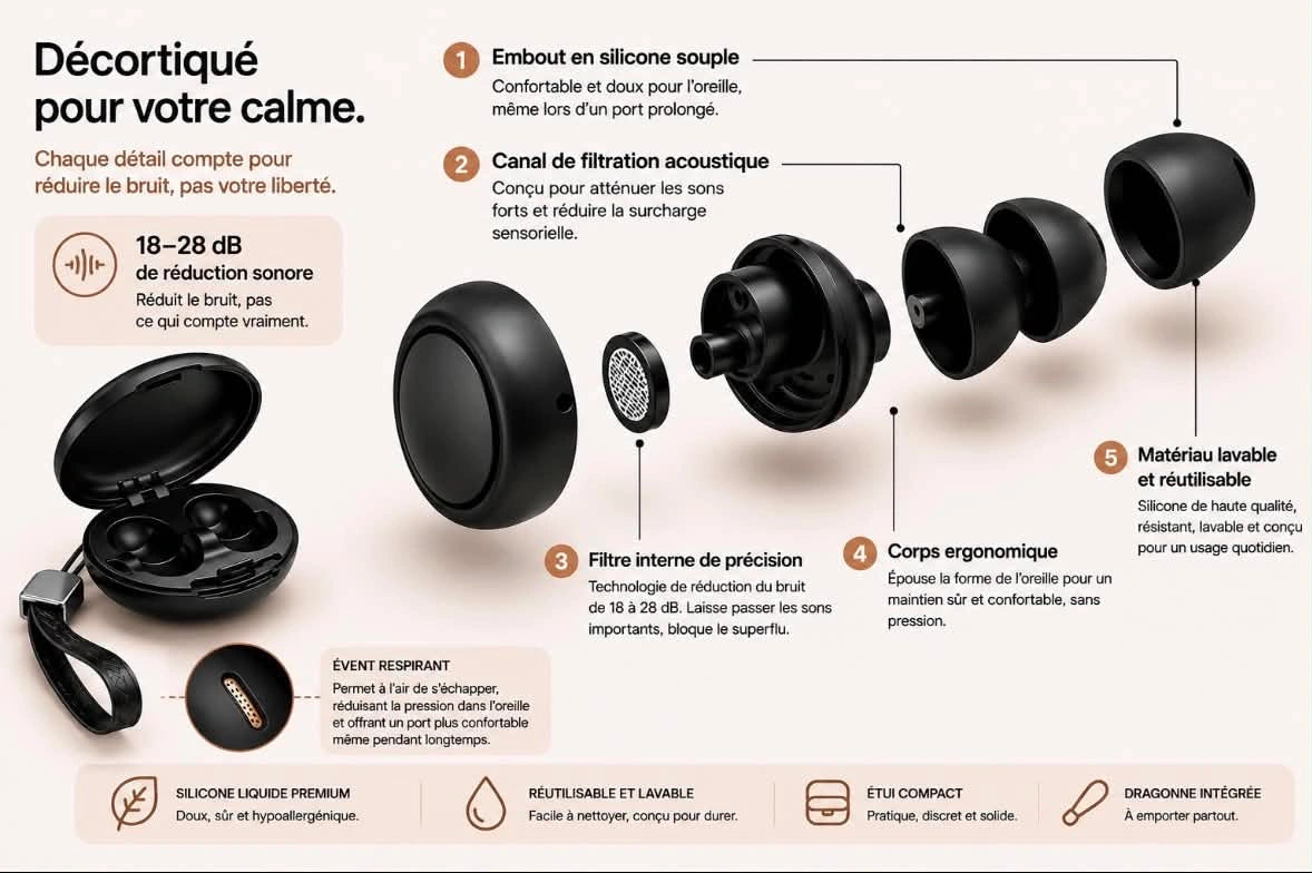 SSENZ Flow One — décortiqué : embout, filtre, corps, évent respirant